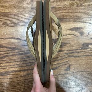 Brown and Tan Rainbow Brand Flip Flops